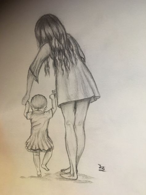 Mother With Daughter Drawing, Mom Pencil Drawing, Aunt Drawing Ideas, 2 Sisters Drawing Sketch, Mom And Daughter Art Drawing, Mommy And Me Drawing, Daughter And Mother Drawing, Drawing Ideas Mom And Daughter, Sketch Of Mother And Daughter