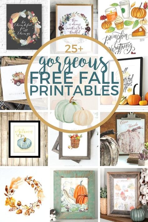 25+ Gorgeous Free Fall Printables Xmas Labels, Wreath Printable, Free Fall Printables, Pumpkin Printable, Printable Images, Free Falling, Christmas Fonts, Fall Printables, Fall Watercolor