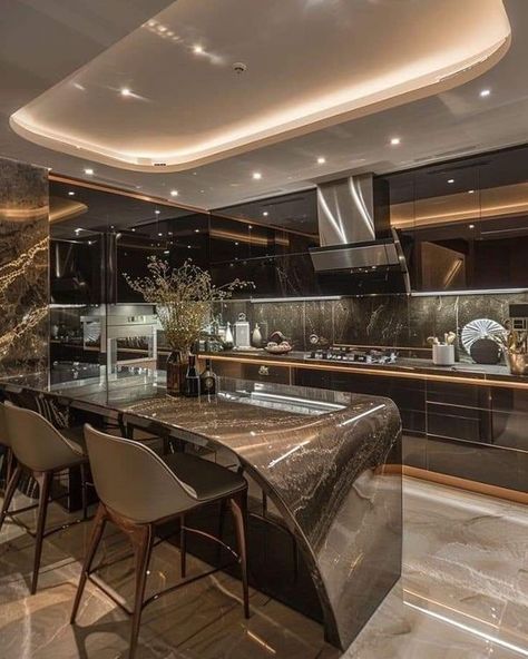 Prestige -Decortion Luxury Kitchens Mansions, Luxury Room Design, Mansion Kitchen, Luxury Mansions Interior, Ceiling Design Ideas, Interior Design Your Home, Dream Kitchens Design, Dream Apartment Decor, House Arch Design