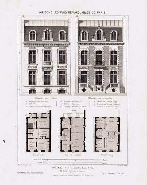 Parisian Townhouse French Townhouse Floor Plan, Roof Addition, Layout House, Dollhouse Plans, Townhouse Exterior, French Apartment, Mansard Roof, Vintage House Plans, Townhouse Designs