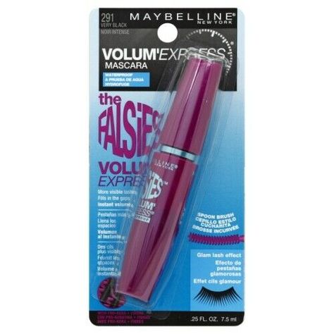 Maybelline Volum'Express Mascara Waterproof The Falsies Very Black 291 Carded #MaybellineNewYork Maybelline Falsies Mascara, Falsies Mascara, Full Eyelashes, Maybelline Falsies, Gel Eyeliner Pencil, Maybelline Makeup, Mascara Waterproof, Mascara Makeup, Eye Mascara