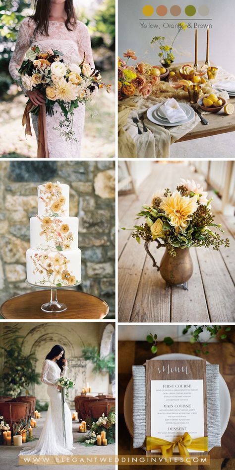 2016 Wedding Trends, Mustard Wedding, Yellow Wedding Theme, Fall Wedding Color Schemes, Pantone 2016, Wedding Themes Summer, Coffee Wedding, Winter Wedding Colors, Winter Wedding Decorations