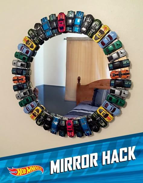 DIY Hot Wheels Mirror from Hot Wheels Hot Wheels Mirror, Diy Toys Car, Camera Car, Cars Room, Car Bedroom, Future Room, Toddler Boys Room, Toddler Bedrooms