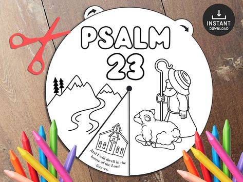 Psalm 23 Coloring Wheel, Printable Bible Activity, Watercolor, Kids Bible Lesson, Memory Game, Sunday School - Etsy Psalm 23 Craft, Kids Bible Lesson, Printable Bible Activities, Surely Goodness And Mercy, 23 And Me, Wheel Craft, Kids Bible, Preschool Class, Bible Activities