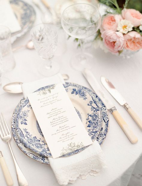 Blue Place Settings, Jane Austen Wedding, Regency Wedding, Table Setting Inspiration, Wedding Place Settings, Destination Wedding Inspiration, Diy Spring, Wedding Table Settings, Wedding Tablescapes