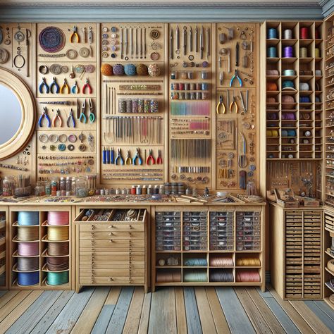 Small Art Studios At Home, Craft Garage Ideas, Paint Studio Organization, Art Supply Organization Diy, Craft Store Interior, Paint Studio Ideas Spaces, Craft Store Aesthetic, Craft Basement, Garage Art Studio Ideas