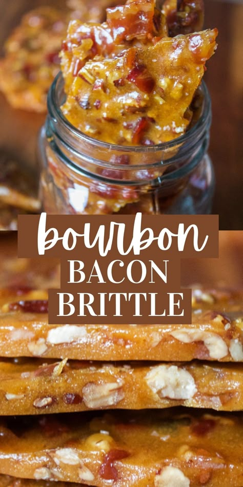 Bacon Brittle Recipe, Bourbon Bacon, Brittle Recipes, Candied Bacon, Candy Recipes Homemade, Homemade Candy, Oreo Dessert, Snacks Für Party, Toasted Pecans