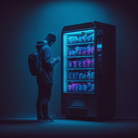 Vending Machine Reference, Futuristic Vending Machine, Vending Machine Photoshoot, Cool Vending Machines, Aesthetic Vending Machine, Cyberpunk Vending Machine, Vending Machine Aesthetic, Vending Machine Art, Futuristic Machine