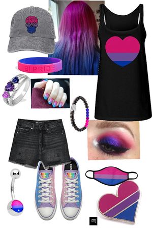 Bisexual pride Outfit | ShopLook Bisexual Outfits Aesthetic, Grey Minimalist Aesthetic, Pride Month Outfit Ideas, Bi Pride Outfit, Bisexual Outfits Style, Bi Outfits, Bisexual Outfits, Bisexual Fashion, Pride Outfit Ideas