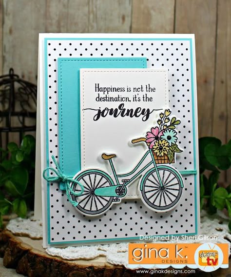 Cardstock Projects, Create Pin, Bike Card, Sophie's Choice, Tombow Markers, Bicycle Cards, Gina K Designs, Gina K, Tuxedo Black