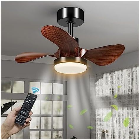 25'' Small Room Ceiling Fan with Light, 3-Blade Modern Low Profile Dimmable Ceiling Fan with Light and Remote, Reversible DC Fan Light Indoor Outdoor for Kitchen, Bedroom and Dining Room, Walnut-Color Small Ceiling Fan, Wood Ceiling Fans No Light, Modern Ceiling Fan Bedroom Wood, Small Indoor Ceiling Fans Modern Retro, Condor Modern Led Ceiling Fan, Table Fans, 44 In. 46 In. Indoor Ceiling Fans Modern Retro, Small Room, Low Profile