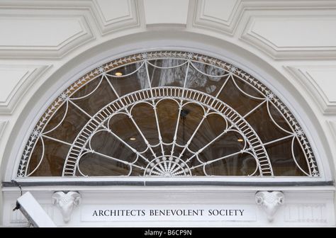 Beautiful, delicate and elaborate example of a late Georgian fanlight, Portland Place, London, England Stock Photo Georgian Doors, Georgian Buildings, Dublin House, Cracked Wall, Blurred Lights, Georgian Townhouse, Georgian Architecture, House Front Door, Autumn Lights