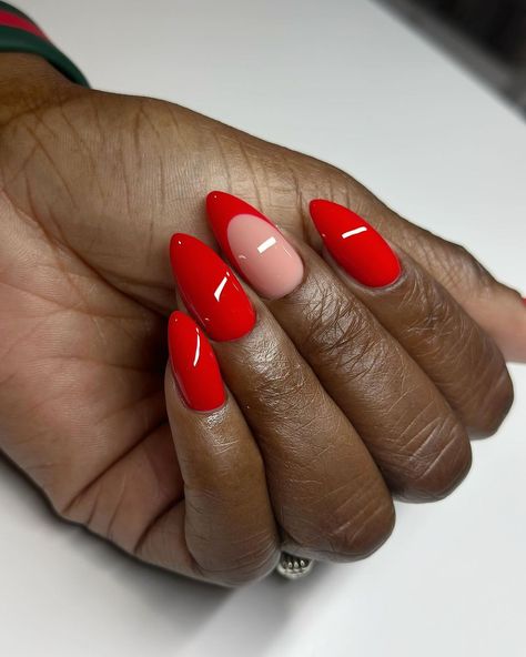 Aprés Gel-X and Structured manicures (@dovenailsbysharon) • Instagram photos and videos Red Nails Ideas Square, French Nails Stiletto, Yellow French Tips, Red Nail Ideas, Deep Red Nails, Red And Gold Nails, Red Gel Nails, Bright Red Nails, Golden Nails