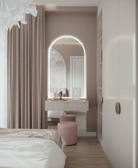 Bedroom And Vanity Layout, Small Area Dressing Table Ideas, Dressing Vanity Ideas, Dresser Area Design, Dressing Area Mirror, Dicorcia Home Classic, Make Up Mirror Ideas Vanity Area, Small Vanity Area In Bedroom, Vanity Area Design