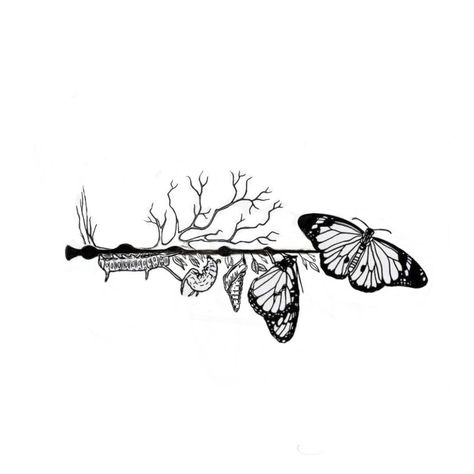 Leg Tattoos Ideas Drawings, Cocoon To Butterfly Tattoo, Caterpillar To Butterfly Tattoo, Learning Tattoo, Caterpillar Tattoo, Small Dope Tattoos, Alice And Wonderland Tattoos, Butterfly Tattoo Stencil, Chest Tattoo Ideas