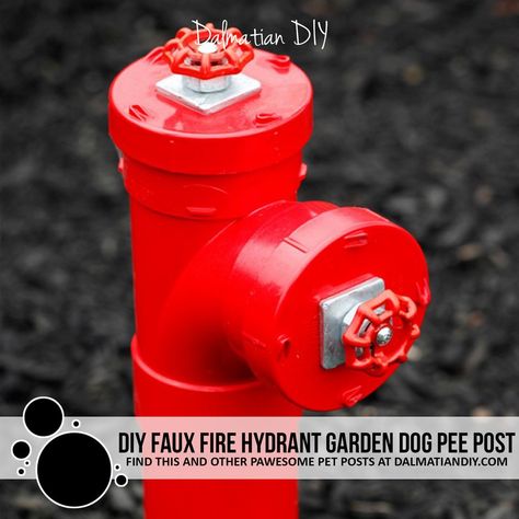 DIY Faux Fire Hydrant Garden Pee Post for Dogs - Dalmatian DIY Diy Faux Fire, Diy Fire Hydrant, Dog Fire Hydrant, Woods Decor, Playground Backyard, Dog Potty Area, Dog Friendly Garden, Dog Backyard, Fire Hydrants