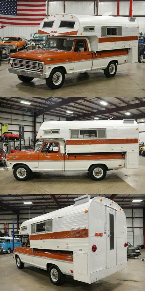 Vintage Truck Camper, Ford Explorer Off Road, Unique Campers, F150 Lariat, Vintage Motorhome, Campervans For Sale, Motorhome Remodel, Grid Board, Truck Accessories Ford