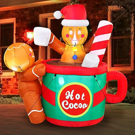 Amazon.com: Joiedomi 6 FT Christmas Inflatables Outdoor Decorations, Inflatable Gingerbread Man in Hot Cocoa Mug with Build-in LEDs Blow Up for Xmas Party Indoor, Outdoor, Yard, Garden, Lawn, Winter Decor : Patio, Lawn & Garden Blow Up Christmas Decorations, Christmas Blow Up, Inflatable Christmas Decorations Outdoor, Christmas Props, Inflatable Decorations, Christmas Inflatables, Outdoor Decorations, Christmas Characters, Christmas Night