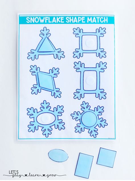 Winter Busy Binder Snowflake Shape match Snowflake Shapes, Winter Busy Book, Preschool Journals, Penguin Activities, Winter Classroom Activities, Snowmen Activities, Teaching Shapes, Snow Activities, Snowflake Shape