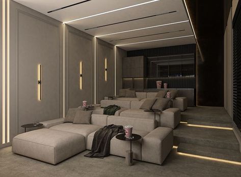 Modern Cinema Room Design, Modern Home Theater Room Ideas, Home Theatre Design Interiors Modern, Simple Home Theater Ideas, Bloxburg Home Theater, In Home Theater Ideas, Cinema Room Interior Design, Cinema Party Ideas, Modern Home Cinema