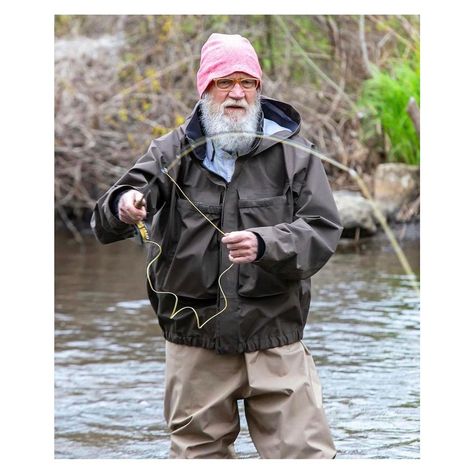 Art & Athletics on Instagram: “@letterman wearing Pro Line waders & a Simms jacket while fly fishing c., 2019 via: @veryadvanced” Canadian Tuxedo, Lord Of The Flies, Beard Look, Ivy Style, Retirement Plan, David Letterman, Michael Keaton, Lionel Richie, Visual Journal