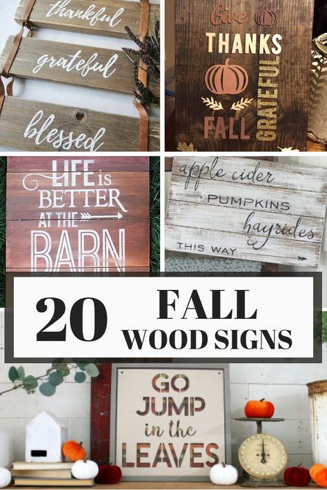 20 fall wood signs for your home and front porch this autumn. Learn to make an easy and bautiful wood pallet sign with a stencil and tips for decorating this fall Repurposed Wood Projects, Fall Pallets, Fall Wood Signs, Wood Projects For Beginners, Wood Pallet Signs, Easy Wood Projects, Easy Wood, Fall Craft, Pallet Signs