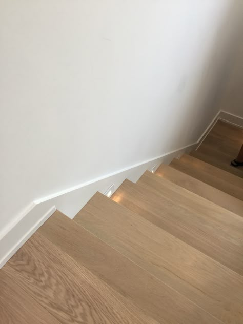 Baseboard On Stairs, Stair Baseboard Trim, Skirt Board For Stairs, Stair Skirting Ideas, Staircase Skirting, Stairs Skirting, Stair Dimensions, Skirting Ideas, Stairs Trim