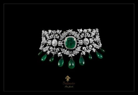 Emerald Choker, Diamond Choker Necklace, Diamond Necklace Designs, Diamond Necklace Set, Solitaire Pendant Necklace, Diamond Choker, Diamond Necklaces, Indian Wedding Jewelry, Royal Jewels