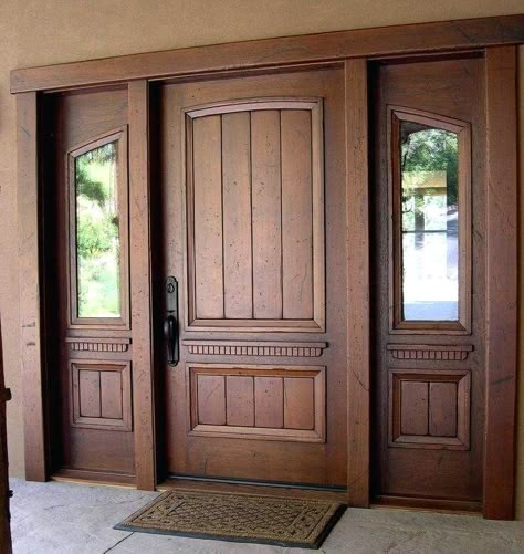 Unique 50 Modern And Classic Wooden Main Door Design Ideas - Engineering Discoveries Doors With Sidelights, Diy Wood Headboard, Door And Window Design, Best Front Doors, Main Entrance Door Design, Main Entrance Door, Wooden Front Door Design, Wooden Main Door, Wooden Main Door Design