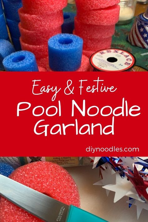 Pool Noodle Decorations Summer, Easy Float Decorations Parade, Golf Team Float Parade, Easy Parade Float Ideas Diy 4th Of July, 4th Of July Boat Parade Ideas, Pool Noodle Photo Backdrop, Patriotic Boat Decorations, July 4 Parade Float Ideas, Pool Noodle Crafts 4th Of July