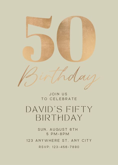 Diy 50th Birthday Card, 50th Birthday Invite, 50 Aesthetic, Wedding Web, Birthday Invitation Card Template, 50th Birthday Party Invitations, Birthday Invitation Card, 50 Birthday, Floral Cards Design