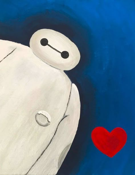 Baymax Painting, Canvas Painting Easy, Canvas Painting Images, Disney Canvas Art, Disney Canvas, Minimal Painting, Small Canvas Paintings, Cute Canvas Paintings, Painting Easy