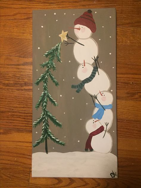 3 Snowmen Painting, Paint Ideas Christmas, Pallet Board Ideas, Snowmen Faces, Square Ornaments, Wooden Jar, Painted Christmas Cards, Snowman Sign, Snow Men