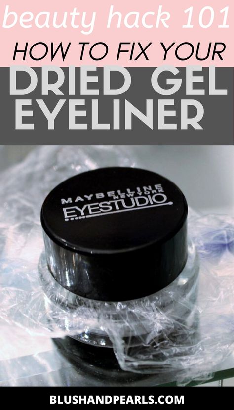 Dry Eyeliner Fix Hacks, How To Use Gel Eyeliner, Gel Eyeliner Tutorial, Maybelline Gel Eyeliner, Best Gel Eyeliner, Tutorial Eyeliner, Maybelline Eyeliner, Powdered Eyeliner, Eye Liner Tricks