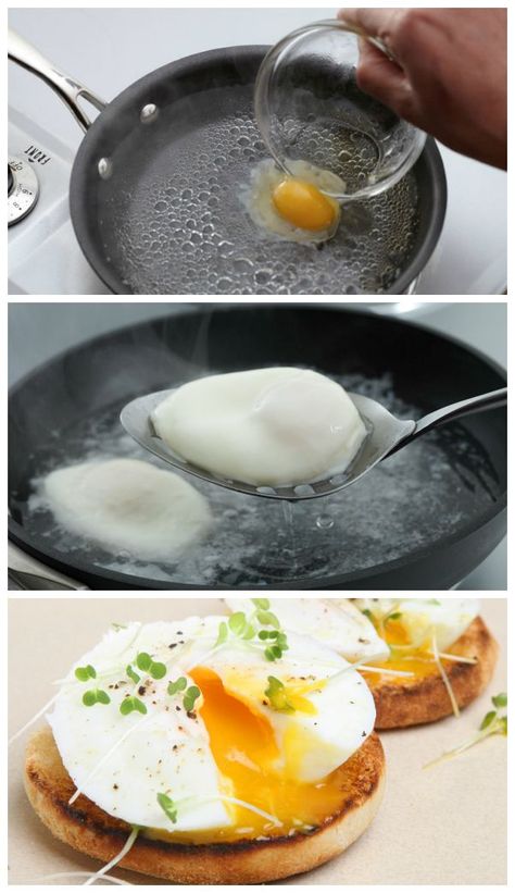 Learn how to poach eggs. I followed the instructions this morning, and it works! I always thought it was hard to do, but it wasn't...new favorite eggs. Egg Benedict, Easy Eggs, Boiled Egg, Breakfast Time, Poached Eggs, Lunch Snacks, Deviled Eggs, An Egg, Breakfast Dishes