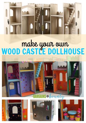 Dollhouse Castle Diy, Diy Play Castle, Diy Doll Castle, Wood Castle Dollhouse, Castle Dollhouse Ideas, Miniature Castle Dollhouse, Diy Castle Dollhouse, Michaels Wooden Castle, Wooden Castle Dollhouse