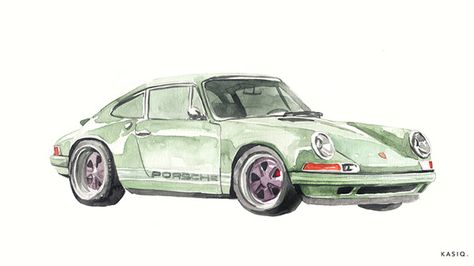 Porsche on Behance Porsche Watercolor Painting, Retro Watercolor Art, Porsche Drawing Sketch, Porsche Watercolor, Porsche Sketch, Porsche Illustration, Porsche Drawing, Porsche Painting, Cars Watercolor