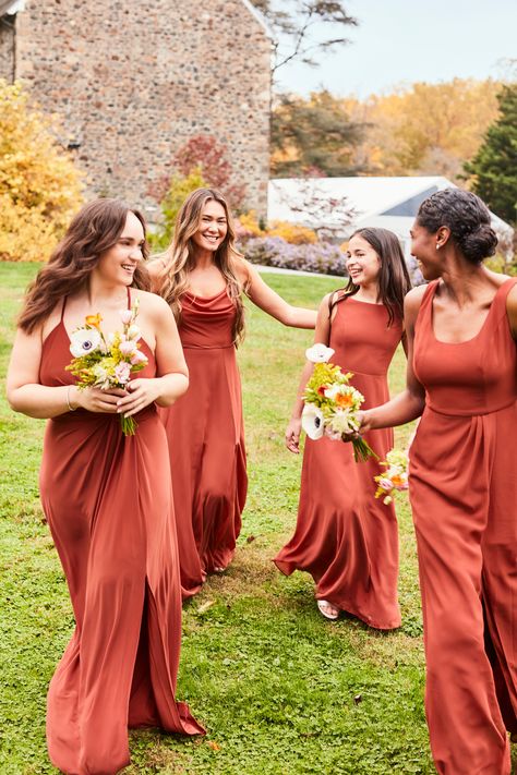 Find the perfect orange bridesmaid dresses at David's Bridal. Shop styles for plus size bridesmaids and junior bridesmaids. Bright Orange Bridesmaid Dresses, Scoop Neck Bridesmaid Dress, Bridesmaid Dress Trends, Rust Bridesmaid Dress, Orange Bridesmaid, Junior Bridesmaids, Coral Bridesmaid Dresses, Orange Bridesmaid Dresses, Bridesmaid Attire