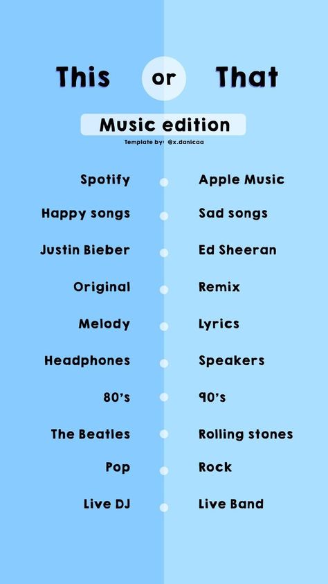 A fun game for your instagram stories! 'This or that' challenge. Follow me on instagram: @x.danicaa Music Content For Instagram, This Or That Music Edition, Instagram Story Games For Followers, This Or That School Edition, Instagram Story Ideas Games, Instagram Games Challenges, Instagram Games Story, This Or That My Type, Instagram Story Challenge