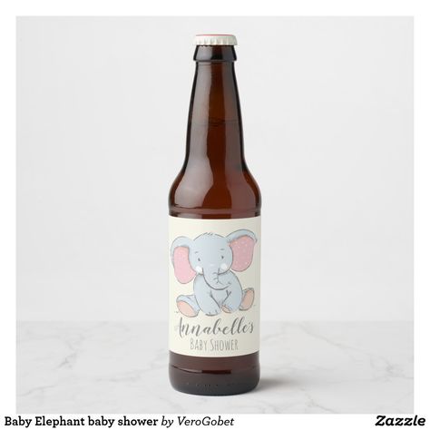 Baby Elephant baby shower Beer Bottle Label Water Bottle Labels Baby Shower, Baby Shower Water Bottles, Beer Bottle Labels, Liquor Bottle, Personalized Baby Shower, Elephant Baby Shower, Elephant Baby, Water Bottle Labels, Liquor Bottles