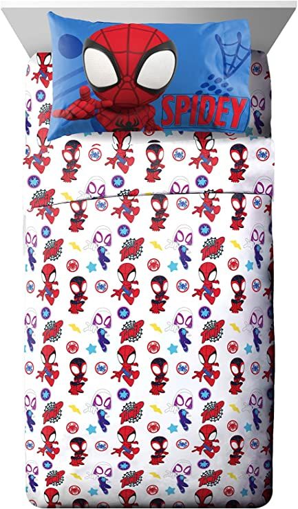 Amazon.com: Jay Franco Marvel Spidey and His Amazing Friends Team Spidey Twin Size Sheet Set - 3 Piece Set Super Soft and Cozy Kid’s Bedding - Fade Resistant Microfiber Sheets (Official Marvel Product) : Everything Else Full Size Bed Sets, Kids Sheet Sets, Spidey And His Amazing Friends, Toddler Sheets, Kids Sheets, Twin Toddlers, Full Size Sheets, Toddler Bed Set, Full Bedding Sets