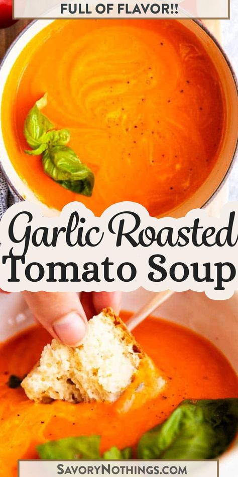 Crockpot Tomato Soup, Roast Tomato Soup Recipe, Tomato Bisque Soup, Best Tomato Soup, Fresh Tomato Soup, Roasted Tomato Basil Soup, Bisque Soup, Oven Roasted Tomatoes, Tomato Soup Homemade