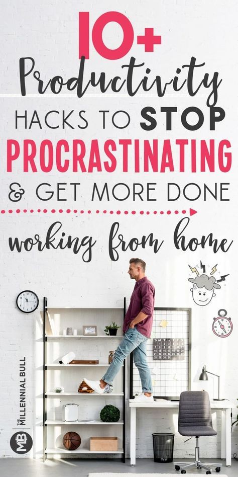 10+ productivity hacks to stop procrastinating and get more done working from home. Learn how to manage your time and be more productive as a freelancer, entrepreneur or stay at home mom with these simple hacks! #productivity #timemanagement #wah #workfromhome Stop Procrastinating, Work Productivity, Productive Things To Do, Productivity Tools, How To Stop Procrastinating, Work From Home Tips, Productivity Hacks, Productivity Planner, Time Management Tips