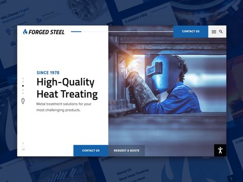 Steel Treating Website Design by Shannon Werling on Dribbble Steel Website Design, Metal Website Design, Ux Design Learning, Industrial Website Design, Web Development Infographic, 3d Web Design, Industrial Website, Frame Website, New Website Design