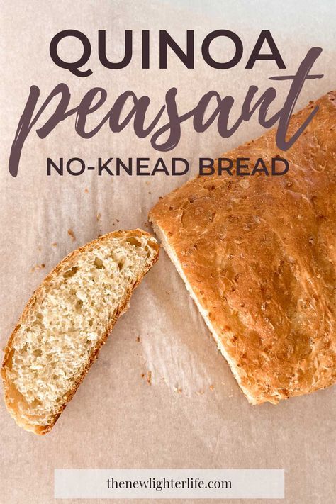 Quinoa Bread Recipe, Peasant Bread Recipe, Quinoa Bread, Peasant Bread, Chewy Bread, Paleo Bread, No Knead Bread, Types Of Bread, No Knead