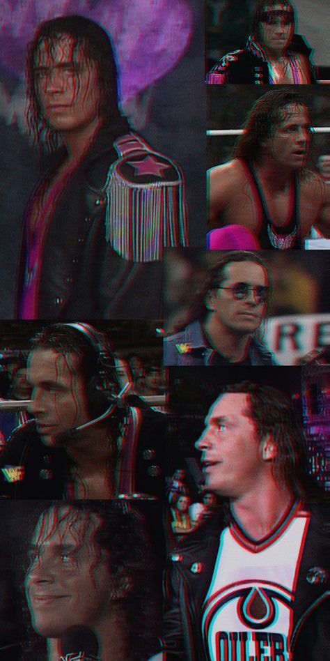 Bret Hart Aesthetic, Bret Hart Wallpaper, Pro Wrestling Aesthetic, Wwe Aesthetic, Wwf Poster, Wrestling Wallpapers, Bloodline Wwe, Collage Wallpaper Aesthetic, Hart Wallpaper