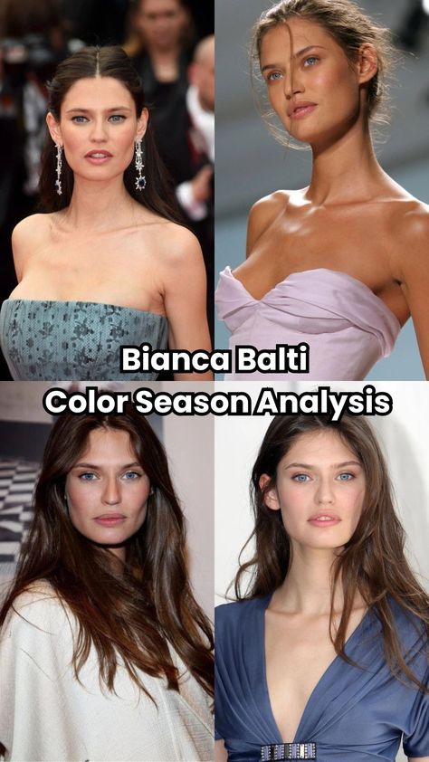 Bianca Balti color season analysis explores her Soft Summer palette, the best colors, and why online analysis offers superior accuracy. Soft Summer Celebrity, Soft Summer Inspiration, Summer Color Palette Analysis, Cool Summer Celebrities, True Summer Colors, Soft Summer Celebrities, Soft Summer Hair Color, True Summer Makeup, Summer Color Analysis