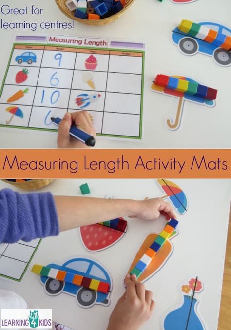 Measuring Length Activities, Measurement Kindergarten, Measuring Length, Measurement Activities, Prek Math, Math Measurement, Activity Mat, Math Concepts, Preschool Math