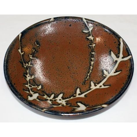 Mashiko Pottery Plates with Blossoming Tree & Wax Resist Decoration - Ceramics - Japanese - Oriental Wax Resist, Pottery Plates, Blossom Trees, Plates And Bowls, Decorative Bowls, Stoneware, Glaze, Wax, Bowl