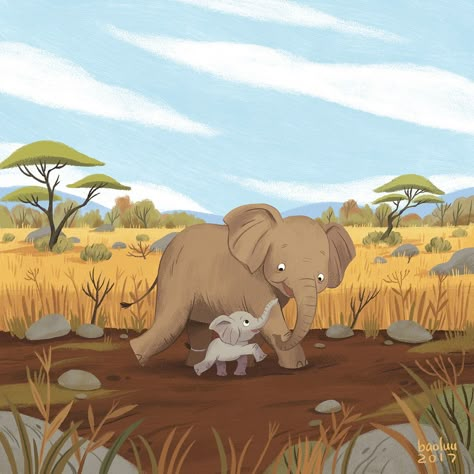 Elephants Illustration, Baby Animal Illustration, Safari Illustration, Book Illustration Layout, Safari Art, Elephant Pictures, Illustration Art Kids, Elephant Illustration, Baby Elephants